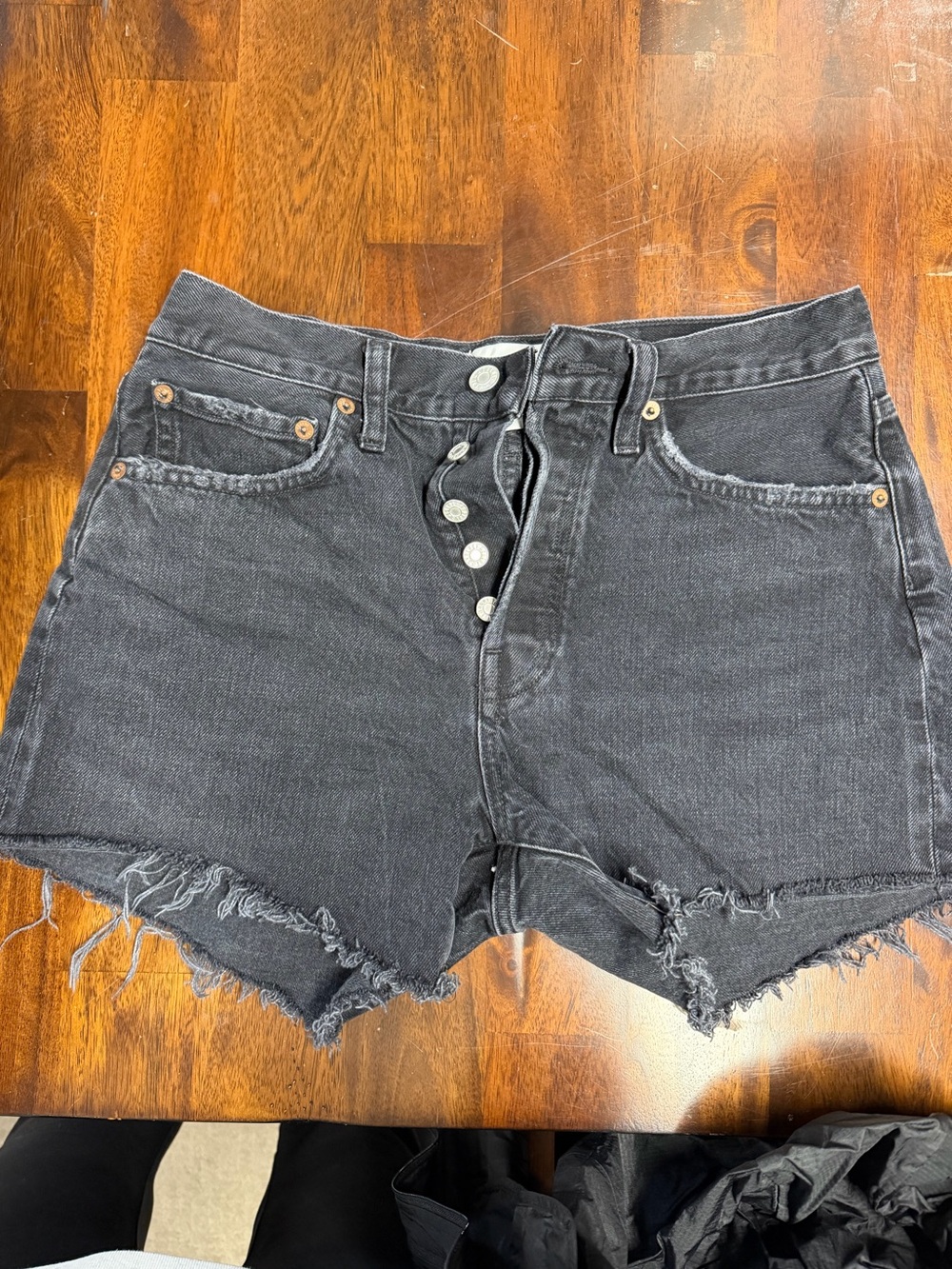 Agolde Black Button-Fly Denim Shorts size 26